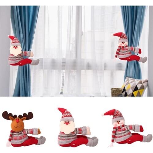 Merry Christmas Decoration For Home Christmas Curtain Buckle Santa Claus Snowman Elk Gifts Noel Navidad 2020 New Year 2021