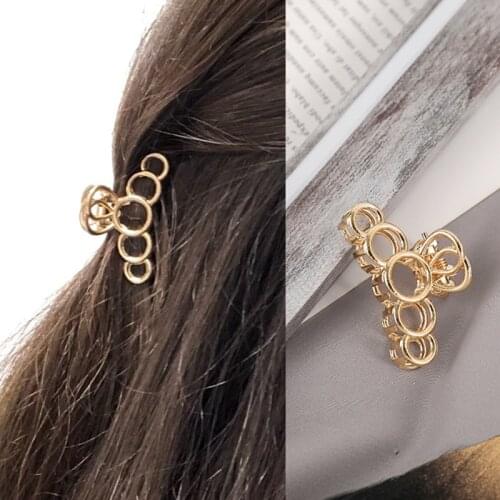 Cute Circle Hollow Gold Hair clip for hair Geometric Alloy Hair Claws Heart Women Girl Sweet Headband Clip hair accessories