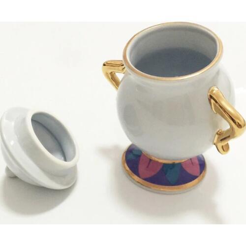 1 Pcs Sugar Pot,Cartoon Beauty And The Beast Tea Set Teapot Mrs Potts Pot Chip Cup Mug Sugar Bowl Pot Gift for Friend