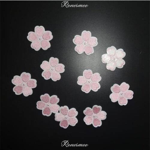 10Pcs Pink Cute Flower Applique Clothing Embroidery Patch Fabric Sticker Iron On Patch Craft Sewing Repair for Dress 4cm SX87