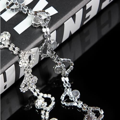 10Yards Crystal Rhinestone Beaded Wedding Bridal Sash Applique Sew on Trim