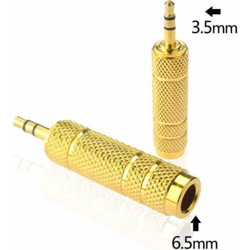 5pcs Audio Adapter 6.5mm Female to Male Jack 3.5mm Headphone Speaker Electric Guitar Connector Microphone Plug Gold Plating