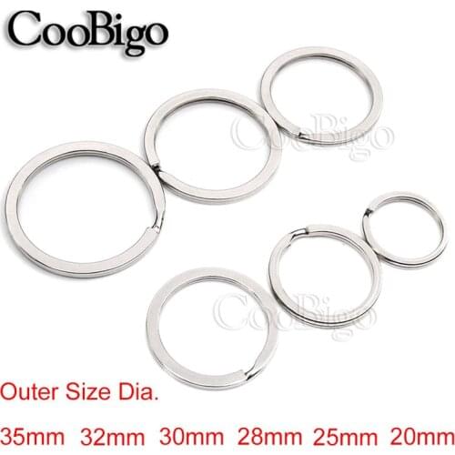 50pcs 6 Size 20mm~35mm Outer Diameter Plated Round Flat Key Rings Key Chain Holder Split O-Rings Silver Keyfob Accessories