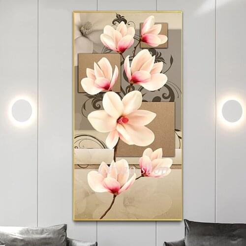 5D Diy Diamond Painting Pink Magnolia Needlework Diamond Embroidery Mosaic Home Decor Handmade Picture Of RhinestonesZP-4917