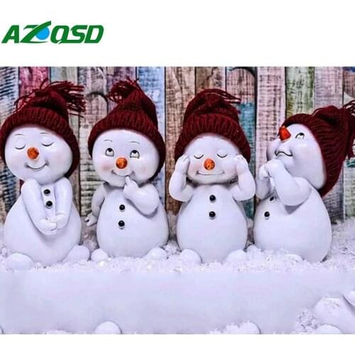 AZQSD Diamond Art Embroidery Snowman Winter Mosaic Rhinestones 5D Diamond Painting Cartoon Cross Stitch Needlework Home Decor