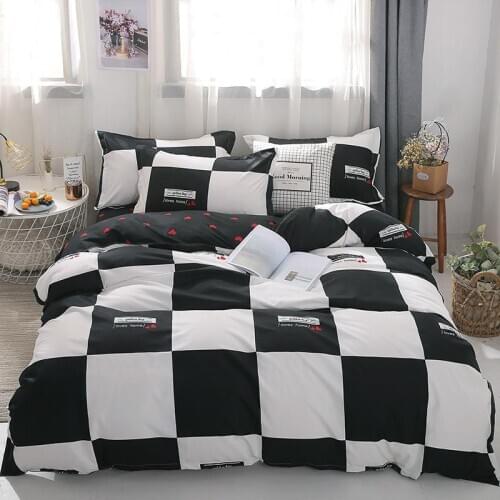 Black and White Bedding Sets With Duvet Cover Bed Sheet Pillowcase Cute Stripe Bed Linen King Queen Full Twin Size