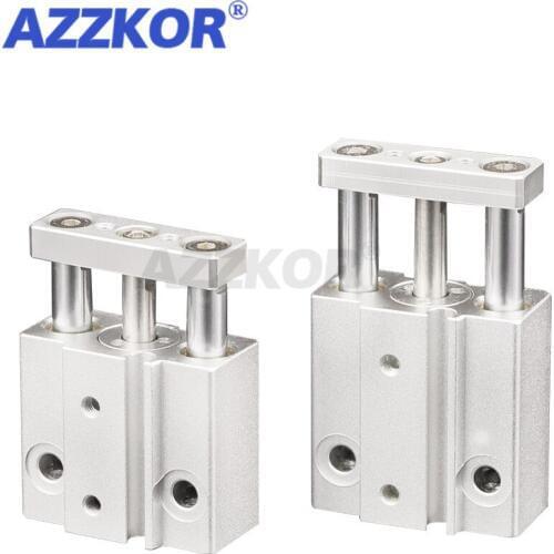 AZZKOR MGJ Type Miniature Cylinder with Guide Rod Three-rod Cylinder 6mm Bore to 5 10 15 20mm