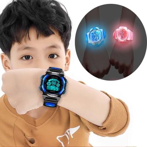 Childrens electronic watches color luminous dial life waterproof multi-function luminous alarm clocks watch for boys and girls