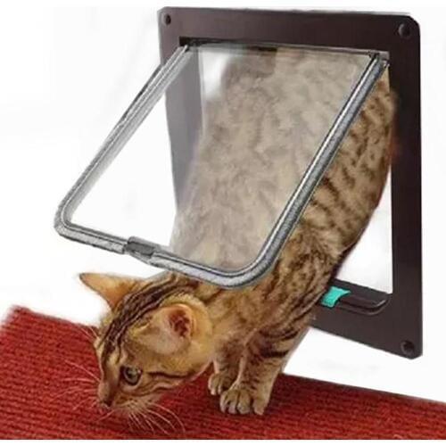 Brand new small Medium Large Pet Cat Door Lockable Magnetic 4-Way Cats Dogs Safe Flap Door Security Gate ABS Plastic