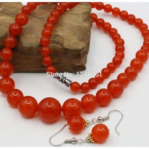 6-14mm Red Quartz Lucky Stone Tower Necklace Chain Earring Sets Beads Hand Made Fashion Jewelry Party Girl Gift Wholesale 18inch