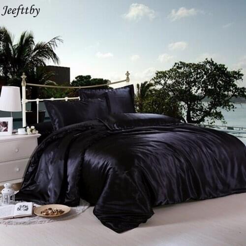 Home Textiles Japan Style Satin Bedding Set 3/4pcs King Queen Size Solid Duvet Cover Bed Sheet Pillowcase Simple Bedclothes