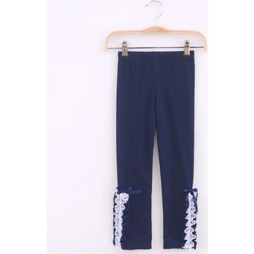 New Arrive Lace Leggings Girls Candy colors Pant 2016 Spring and Summer Bowknot Elastic Pink Kids Pants falda pantalon