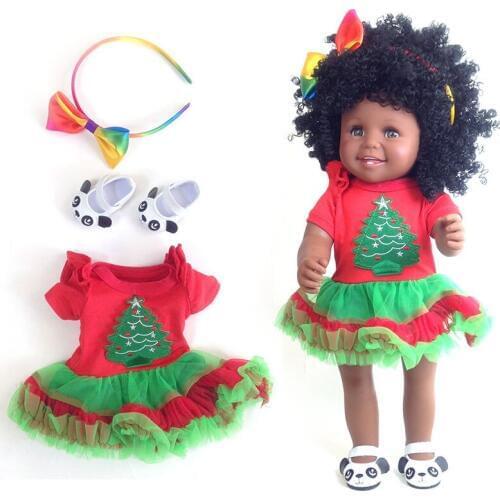American African black baby Girl doll 18" Full vinyl body silicone reborn baby dolls toys for child gift bebes reborn bonecas