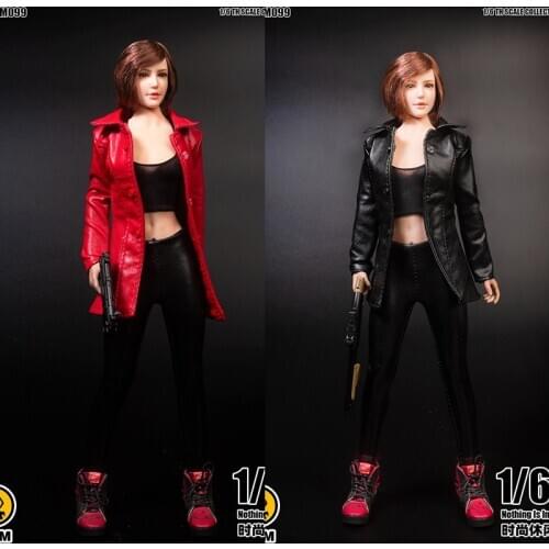 In stock TYM099 1/6 Female Soldier Clothes Womens mid-length leather jacket suitable for big breasts and plastic body