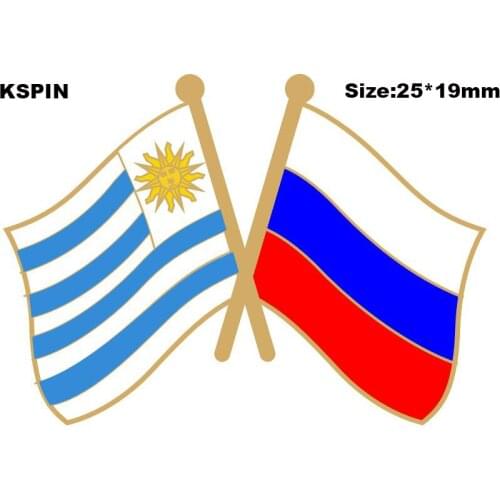 Uruguay & Russia Friendship Flag Lapel Pin Friendship Flag Badge Flag pin