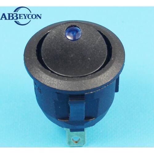 RS247 small black round rocker switch with light t85 250v with illumination on-off function