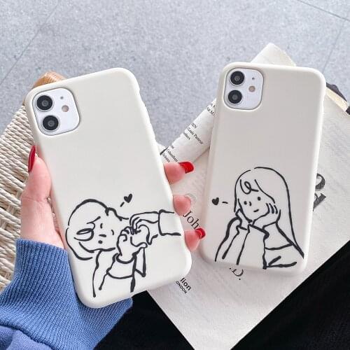 Couples Lovely Cute Cartoon Heart Phone Case For iPhone 12 Pro Max 12Mini 11 Pro Max XR X XS Max 7 8 Plus Soft TPU Back Cover