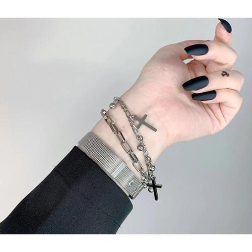 Hip hop Sweet Heart-shaped Layered Bracelet Trend Street Shooting Accessories Punk Cool Female Disco Streetwear Party Jewelry