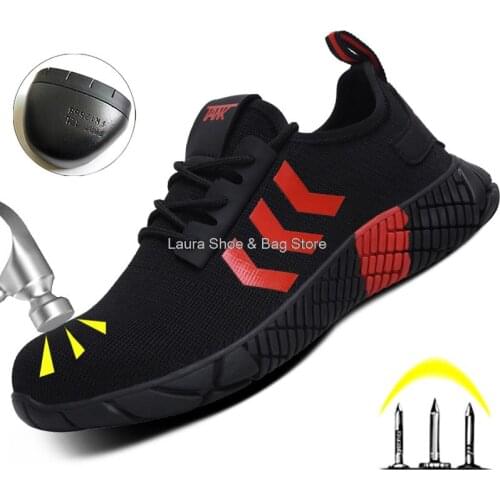 Fashion Safety Shoes For Men Boots Reflect Strap Steel Toe Anti-smash Puncture Proof Work Sneakers Male Outdoor Security Boots