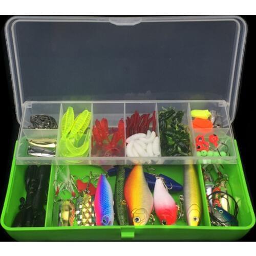 102pcs/Box Fishing Lure Set Multifunctional Full Swimming Layer Fishing Gear Bait Kit with Hooks Pliers Tool Fish Pesca Box S4