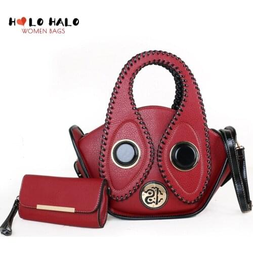 Female Purses and Handbags 2 Pcs Bag Set Fashion Crossbody Bags Womens Wallet Colorful Splicing Weave PU Leather Shoulder Bags