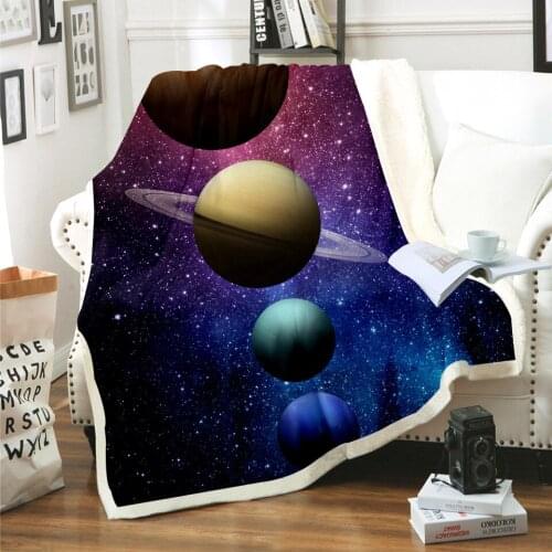 Universe Starlight On Blankets For Beds Sofa Thick Sherpa Lamb Wool Bedspread Home Winter Warm Fleece Blanket Throws And Blanket