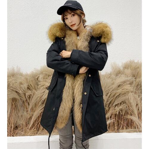 Parka Real Fur Coat Female Natural Raccoon Fur Jacket Winter Coat Women Clothes 2020 Warm Long Jackets Manteau Femme MY