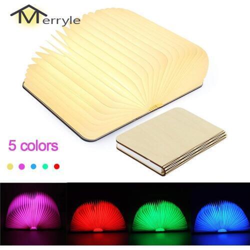 5 Colors Wooden Book Lamp Portable USB Rechargeable LED Magnetic Dimmable Foldable Night Light Desk Lamp Home Decor Dropshipping
