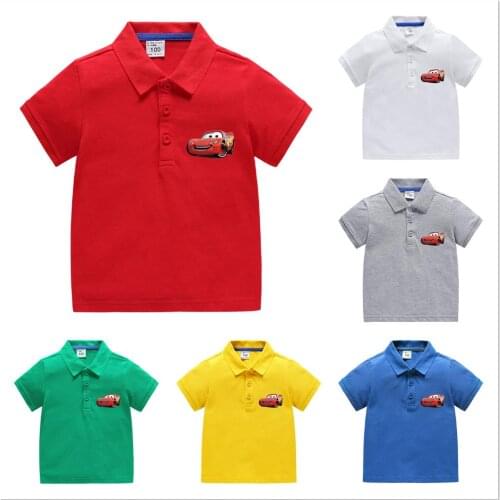 Disney Baby Boy Shirts Summer Short Sleeve Sport Polo Shirt Cartoon Cars Printed Teenagers Girls Outfit Toddler Children Clothes