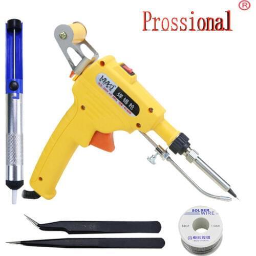 US/UE 60W Hand-held Internal Heating Solder Tin Gun Automatically Tool with Tweezers Solder Wire Suction Tin Device