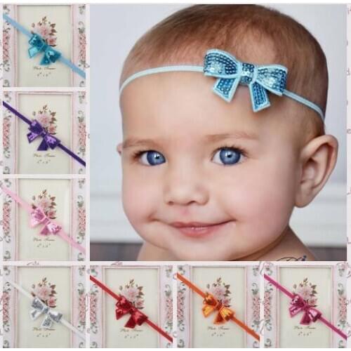 YH398 Lovely Children Headband Cute Children Sequined Bow Knot For Pretty Girls Hot Sale Shiny Hair Band Hair Accessories
