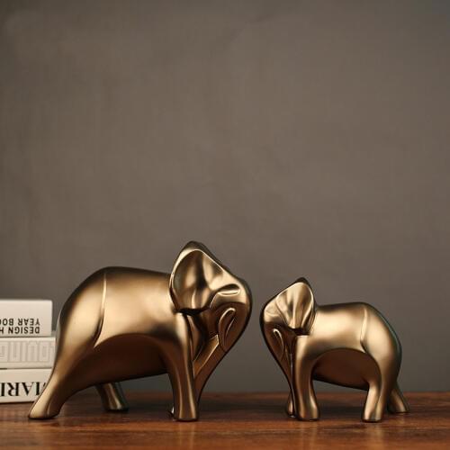 Elephant Sculpture Resin Cartoon Elephant Decoration Crafts Holiday Gift Creative Home Soft Gift TV Cabinet Two-piece Decoration