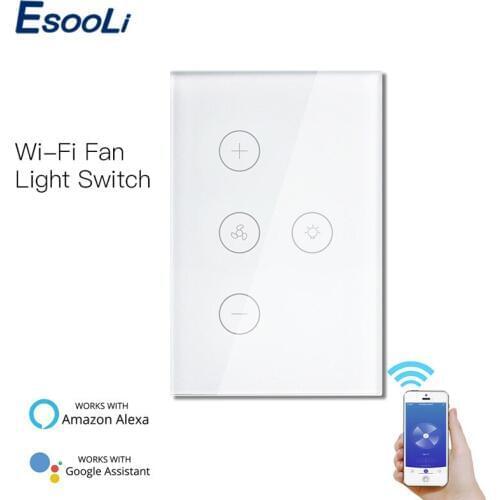 Smart Life/Tuya APP Remote Various Speed Control,WiFi Smart Ceiling Fan Light Wall Switch,Compatible with Alexa and Google Home