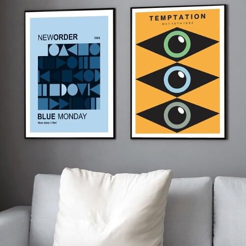 Temptation Band Poster Blue Monday Music Canvas Painting New Order Band Retro Style Wall Art Pictures Abstract Home Office Decor