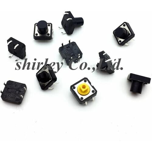 50PCS PCB Tactile Tact Mini Push Button Switch 12*12*4.3MM 5 6 7.3h dip 4pin Micro switch 12x12x4.3MM 5 6 7 7.3 8.5 9 10 11-17mm
