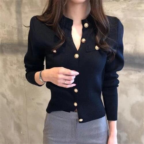 Knitted Long Sleeve Short Coat Casual Single Breasted Korean Slim Chic Ladies Top Fashion Women Cardigan Sweater Spring