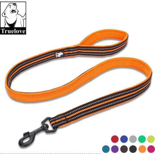Truelove Soft Padded Mesh Dog Leash 3M Reflective Double Trickness safe Walking Training Pet Dog Lead leash 110cm 200cm orange