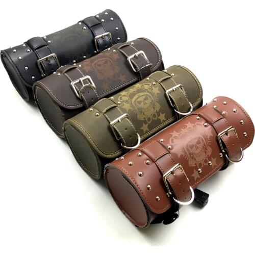Universal Black Motorcycle Tool Bag Front Fork Handlebar Saddlebag Roll Barrel Racing Tail Barrel Storage