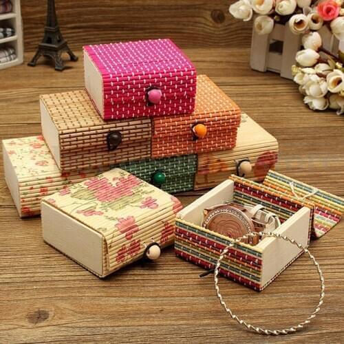 Bathroom Soap Dish Storage Box Vintage Bamboo Weaving Necklace Makeup Cosmetic Holder Container