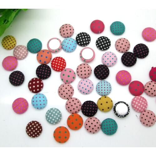 100Pcs 12mm Mixed Dot Fabric Covered Buttons Cabochon Scrapbooking Sewing Diy Accessories Cloth Fabric Flatback Button