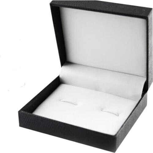 100pcs/lot Black Imitation Leather Cufflinks Box 7x8x3cm Cuff Links Tie Clip Packing Storage Case Jewelry Boxes Wholesale SN3654