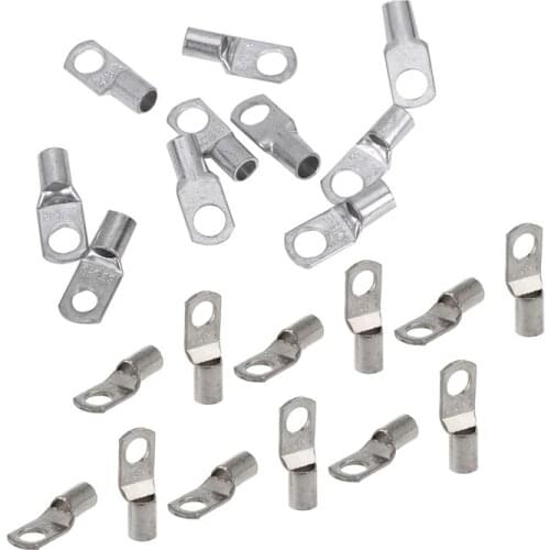 LBER 20 Pcs Copper Tube Lug Battery Starter Cable Welding Crimp Terminal Ring, 16mm x 8mm & 25mm x 8mm