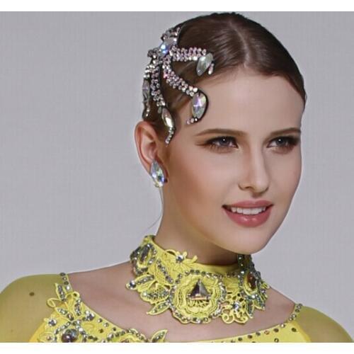 2018 New Dancing Headwear Costume Modern Latin Dance Headdress Waltz Tango Foxtrot Quickstep Headwear Flower GB Diamond B-2777