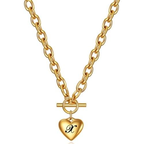 316L Stainless Steel 26 Letter Love OT Necklace Titanium Steel Peach Heart Pendant TO Button Necklace No Fade