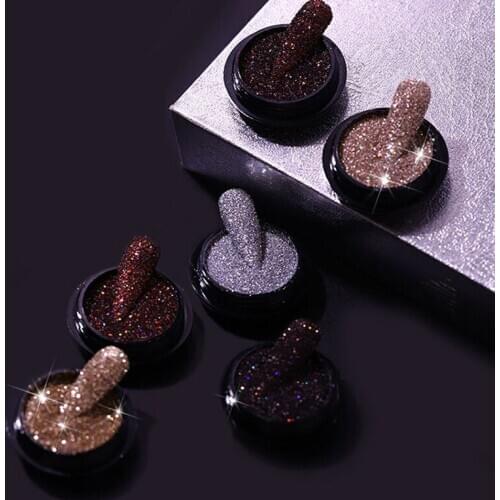 6 jars/Set Nail Holographic Glitter Powder Flashing Sparkly Crystal Diamond Powder For Nail Art Decoration Holo Shimmer Glitter