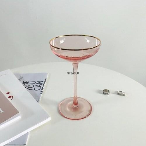 Ins Nordic Style Net Red Sweet Wine Glass Champagne Glass Ice Wine Glass Cocktail Glass Pink Crystal Goblet