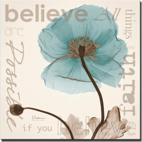 Large blue Flowers Pop Art Canvas Paintings Inspiring Words With Flowers Home Decor Pictures Wall Posters And Prints Cuadros