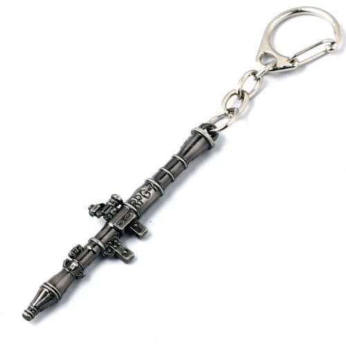 ZHEYI Vintage RPG-7 Rocket Launcher Model Pendant Keychain for Men Boys Gun Black Color Metallic Key Ring Male Fashion Jewelry