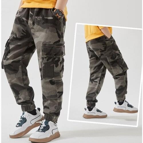 Leopard Cargo Pants for Boys Elastic Waist Hip-Hop Trousers with Pockets Kids Jogger Pants Children Trousers for Boys 4 6 7 8 12