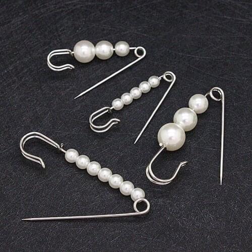 Beads Safety Pins Vintage Fashion Simulated Pearl Brooch Pin Jewelry Ornaments for Scarf Coat Bag Garment Decoration Accessories